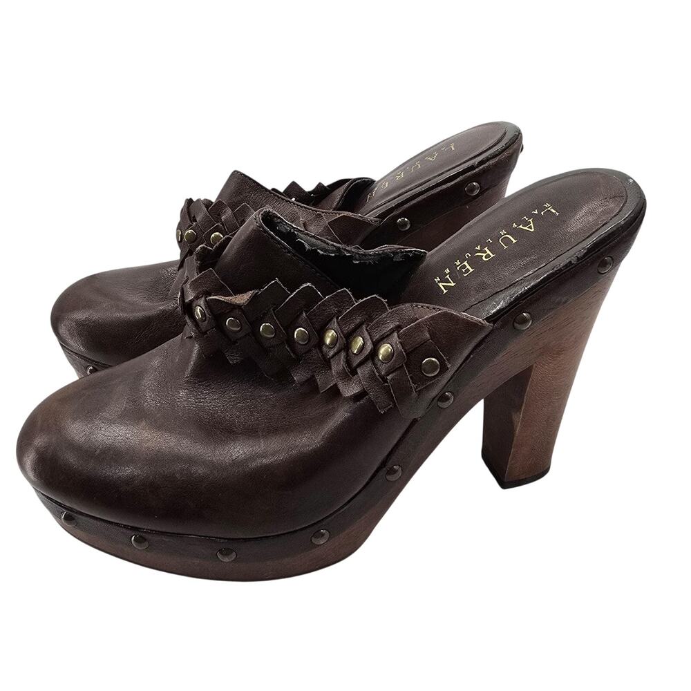 Lauren Ralph Lauren Brown Leather Mule Heels Womens Size 7.5 - Picture 4 of 10